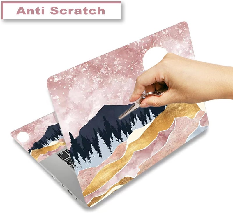 ARTSO 15.6 inch Laptop Notebook Skin Sticker Universal Soft Art Cover Decal Fits 12 13 13.3 14 15 15.4 15.6 inch Laptop Protector,Easy to Apply, Reusable, Pink Abstract Mountain - Image 2